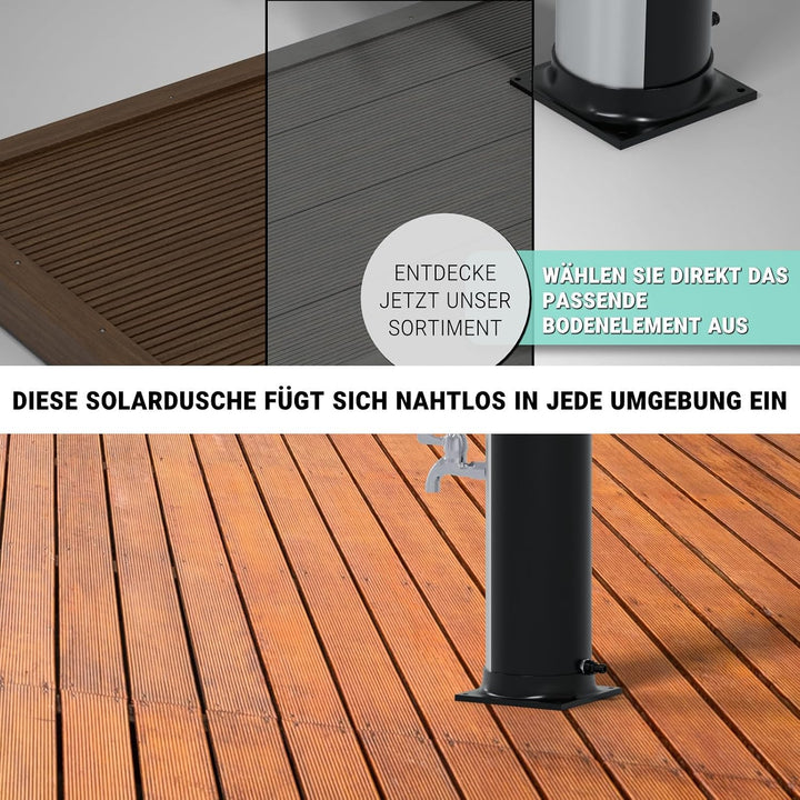 HAGO Solardusche | 35L | rund | Schwarz/Silber | Pooldusche | Campingdusche | Gartendusche | Outdoor