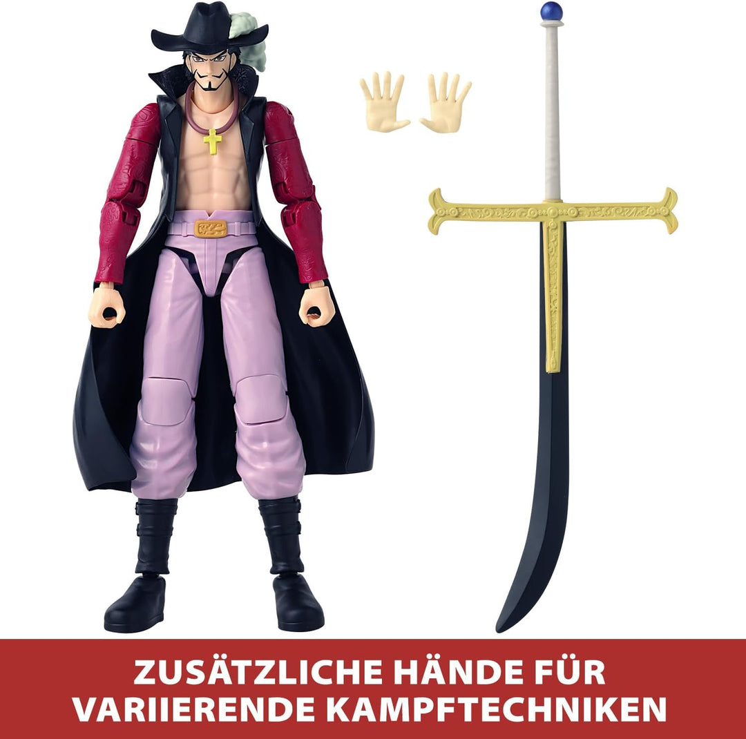 BANDAI – Anime Heroes – One Piece – Dracule Mihawk „Falkenauge“ 17 cm – Bewegliche Anime‑Figur Mihaw