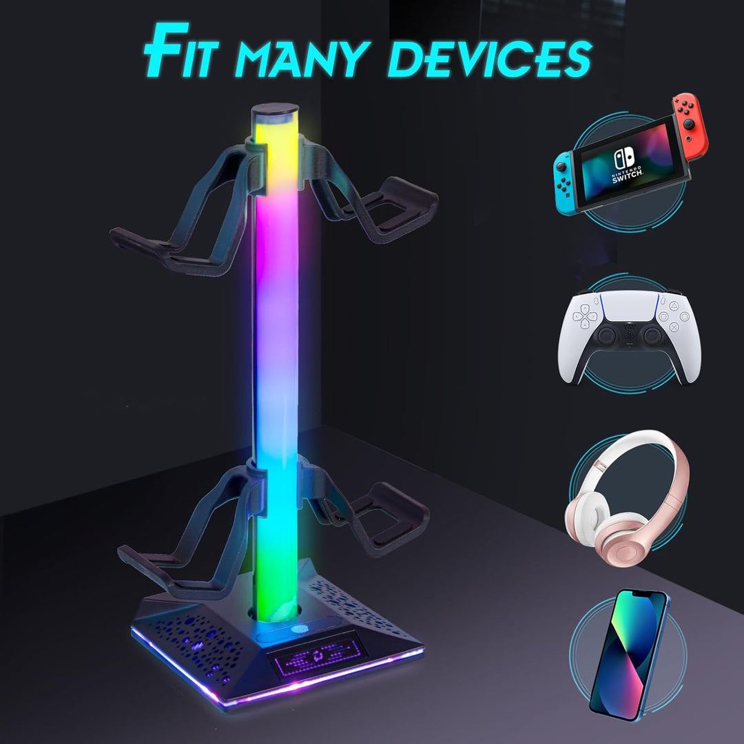Todeco RGB Kopfhörer Ständer, Universaler Game Controller Ständer, Kopfhörer Halter mit 10 Lichtmodi