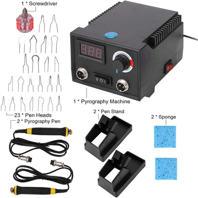 Trsaow Brandmalerei 60W LCD Holzbrenner 0-750°C für Holz, Leder, Kürbis, 2 Stifte und 33 Drahtspitze