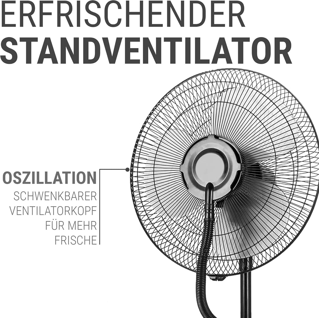 VASNER Cooly Ventilator mit Wasserkühlung leiser Standventilator mit Fernbedienung Timer & Sprühnebe