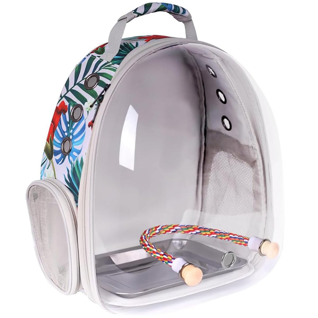 Bird Carrier Rucksack, Bubble Bird Travel Carrier Backpack with Stainless Steel Tray and Standing Ba
