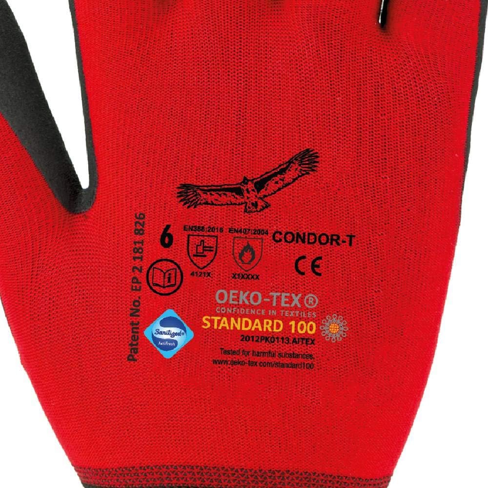 Feinstrickhandschuh CONDOR-T Gr. 10 Farbe: rot, 12 Paar 10 Rot/Braun, 10 Rot/Braun