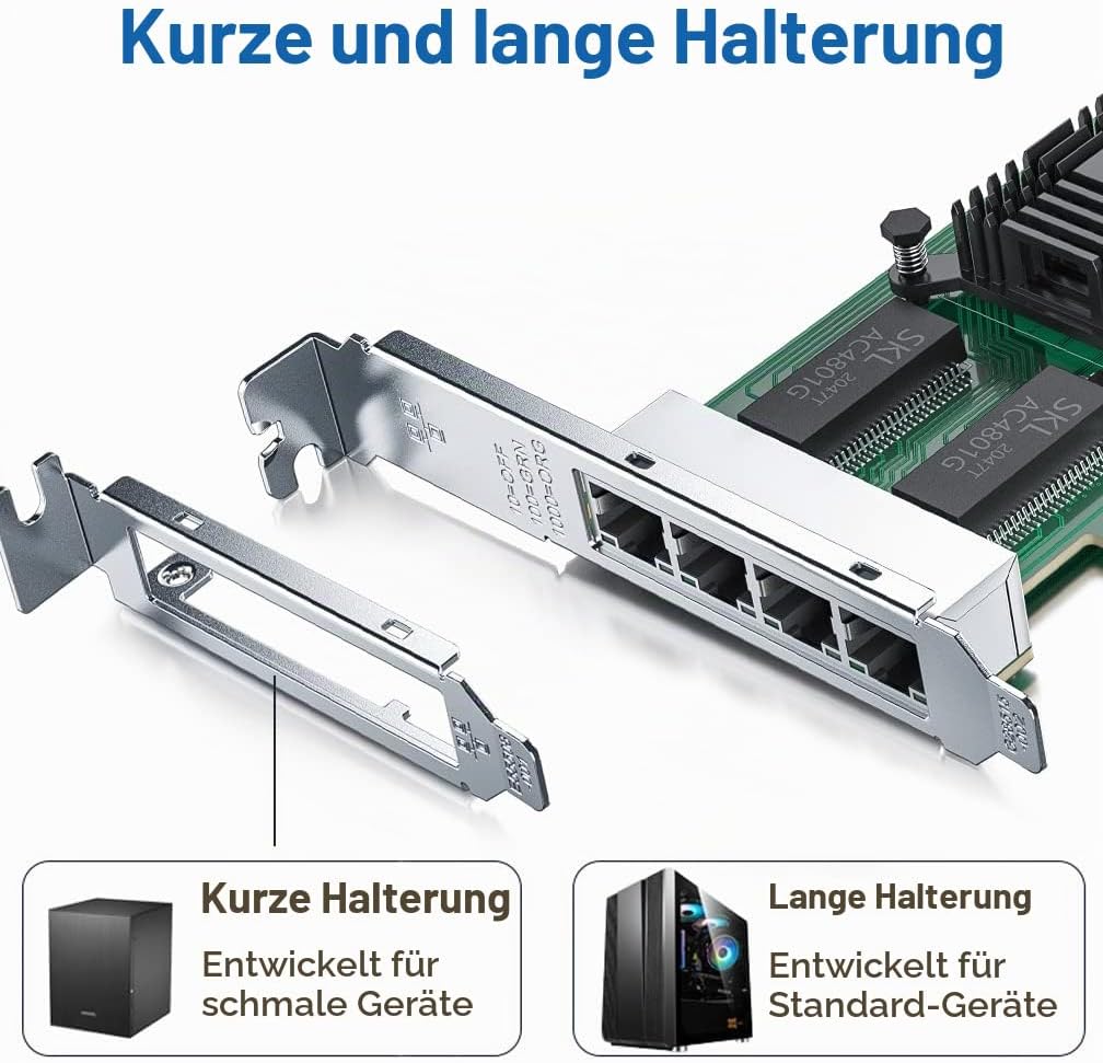H!Fiber.com 1.25G NIC,Quad RJ45 Ports,Ethernet Netzwerk-Karte,1.25GbE CNA,SPEC Equal zu I350-T4,mit