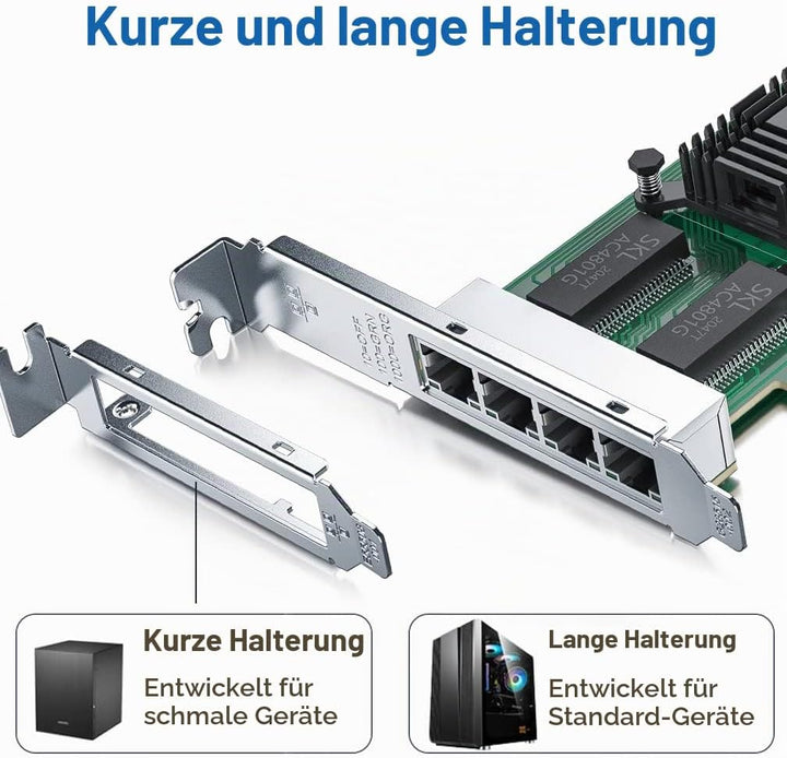 H!Fiber.com 1.25G NIC,Quad RJ45 Ports,Ethernet Netzwerk-Karte,1.25GbE CNA,SPEC Equal zu I350-T4,mit