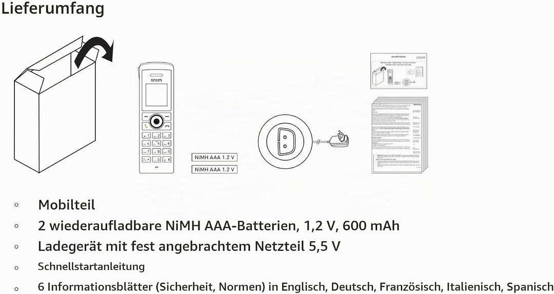 Snom M25 Office DECT-Mobilteil (bis zu 75 Stunden Standby und 7 Stunden Gesprächszeit, 1,4-Zoll-TFT