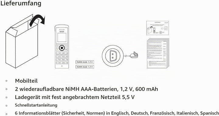 Snom M25 Office DECT-Mobilteil (bis zu 75 Stunden Standby und 7 Stunden Gesprächszeit, 1,4-Zoll-TFT