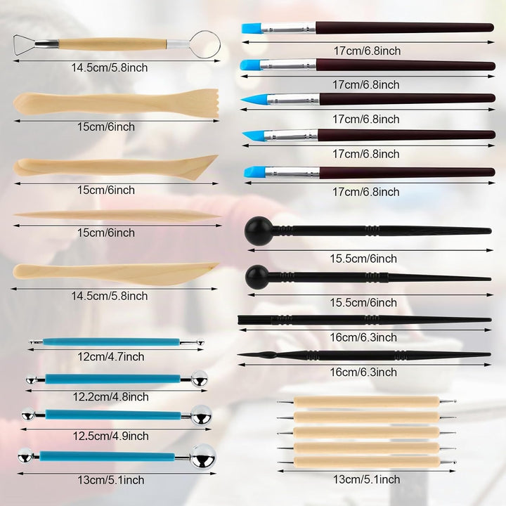 MXTIMWAN 24 Stück Modellierwerkzeug Ton Set, Polymer Clay Sculpting Tools, Keramik Sculpting Ton Wer