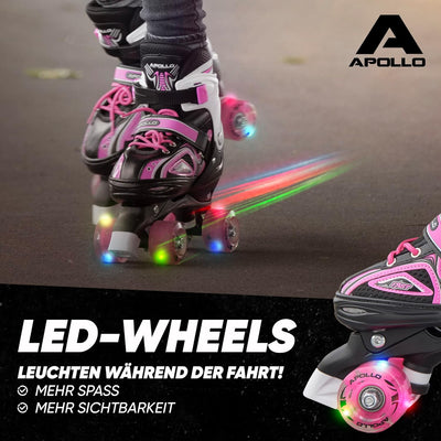 Apollo Super Quad X Pro | verstellbare Rollschuhe für Kinder | komfortable, grössenverstellbare LED