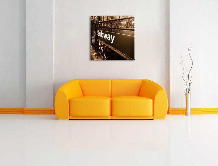 Londoner U-Bahn Subway, Format: 70x70 auf Leinwand, XXL riesige Bilder fertig gerahmt mit Keilrahmen