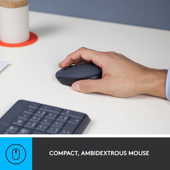 Logitech MK235 Kabelloses Set mit Tastatur und Maus für Windows, US QWERTY-Layout - Grau