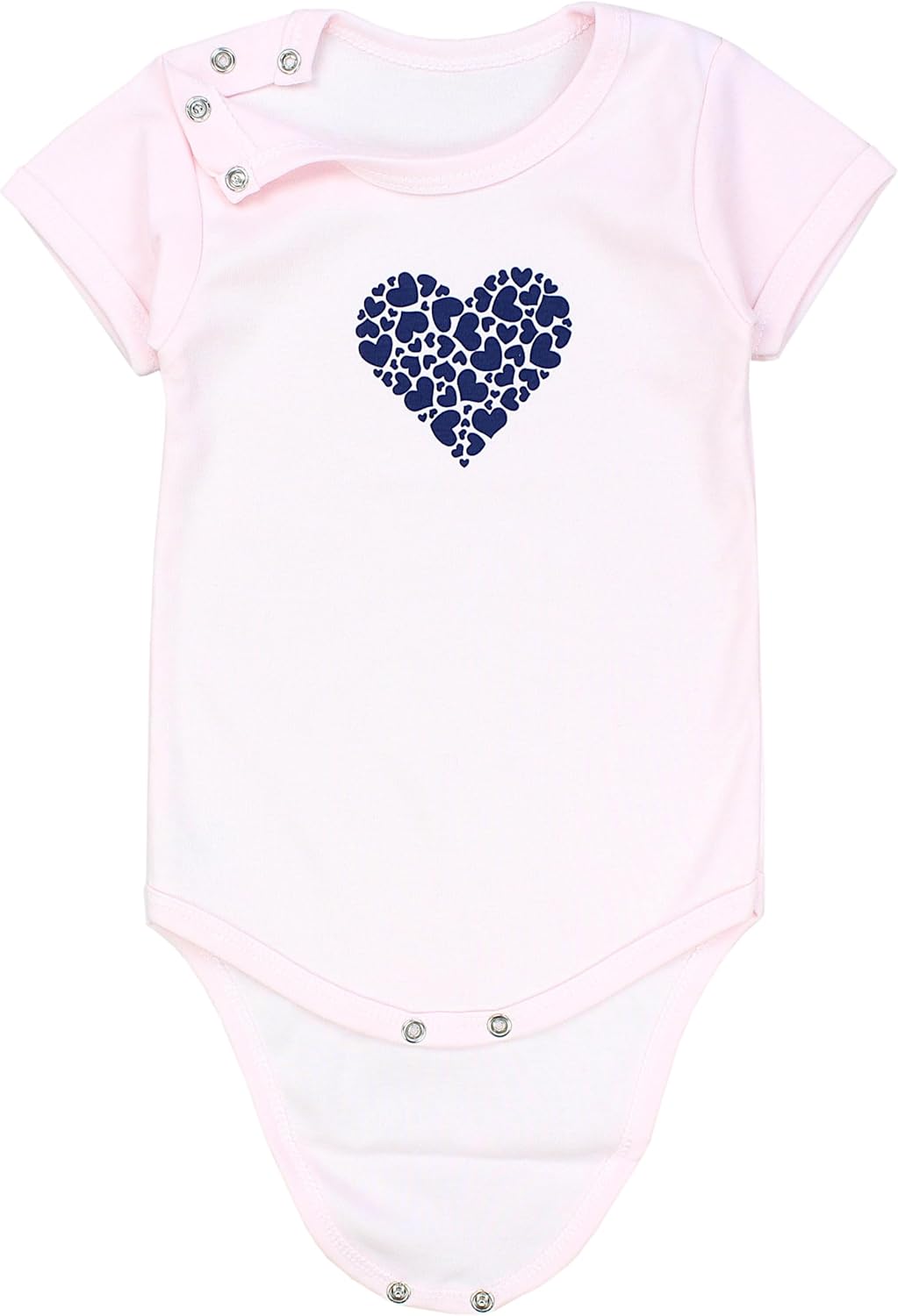 TupTam Mädchen Baby Body Kurzarm in Unifarben - 5er Pack 86 Dunkelblau Blumen Hellrosa Herzen Apriko