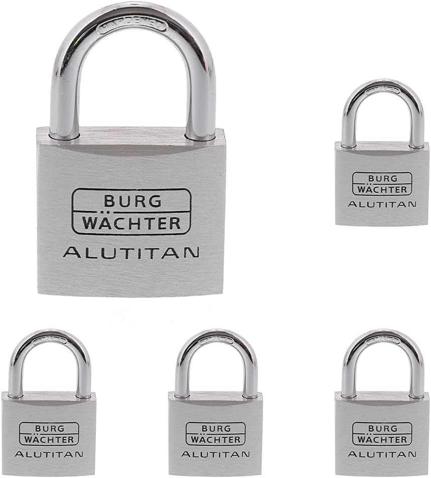 BURG-WÄCHTER Vorhangschloss Alutitan, Aluminium, 6, 5 mm Bügelstärke, Innenwerk rostfrei, 770 40 SB,