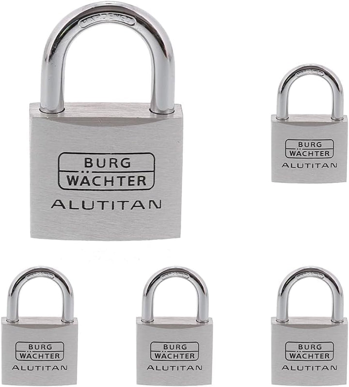 BURG-WÄCHTER Vorhangschloss Alutitan, Aluminium, 6, 5 mm Bügelstärke, Innenwerk rostfrei, 770 40 SB,
