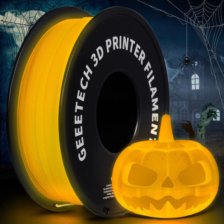 PLA Filament 1.75mm, Glows Orange-Gelb in the Dark, GEEETECH 3D Drucker Filament 1kg Spool, Glows Or