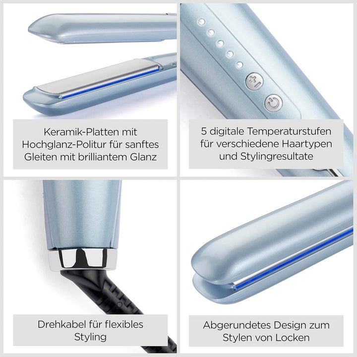 BaByliss Hydro Fusion Glätteisen mit dualer Ionen-Technologie mit Anti-Frizz Effekt, Haarglätter mit