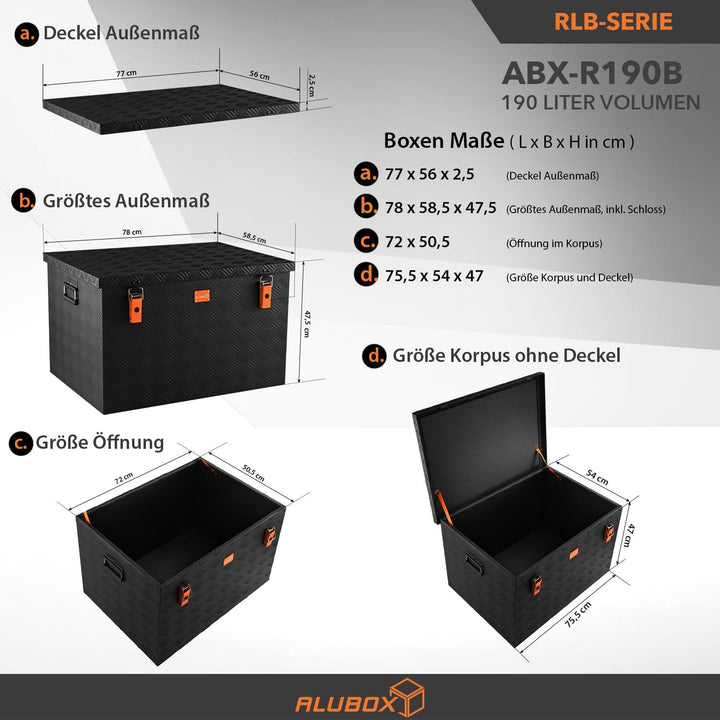 alubox Werkzeugkiste Riffelblech ABX-RL190B Aluminium 1,5mm Werkzeugkiste leicht und robust 190 Lite