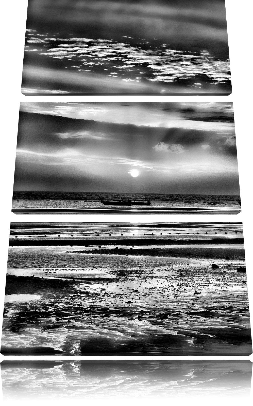 Pixxprint Sonnenaufgang über Meer als Leinwandbild/Grösse: 3 Teilig (120x80) cm/Wandbild/Kunstdruck/
