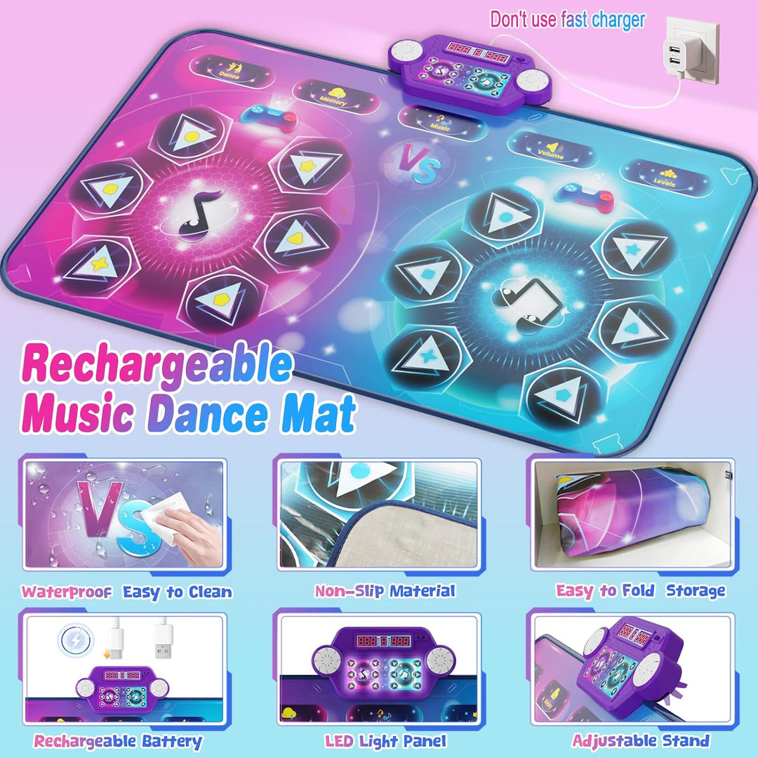 maysida Rechargeable Tanzmatte für 2 Kinder Spielzeug Geschenke für Mädchen Jungen 4 5 6 7 8Jahre,Ki