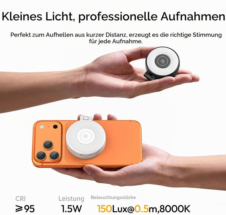 ULANZI LM21 Magnetische Selfie Licht, Selfie Ringlicht für iPhones, Handy Ringlicht mit 3 Farbtemper