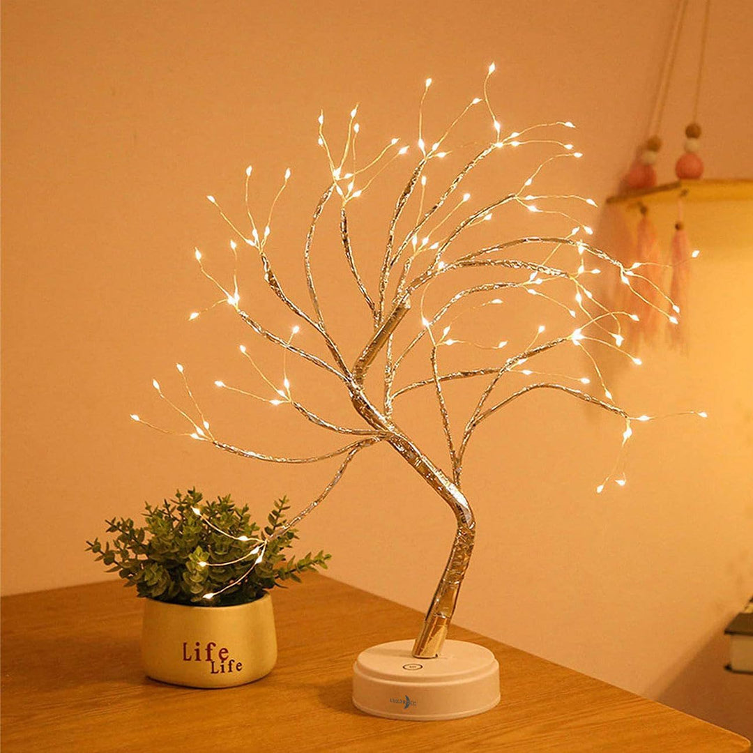 Lunartec Baum Lichterbaum: LED-Lichterbaum, 108 LEDs, USB oder Batterie, 53 cm hoch, goldfarben (Gol
