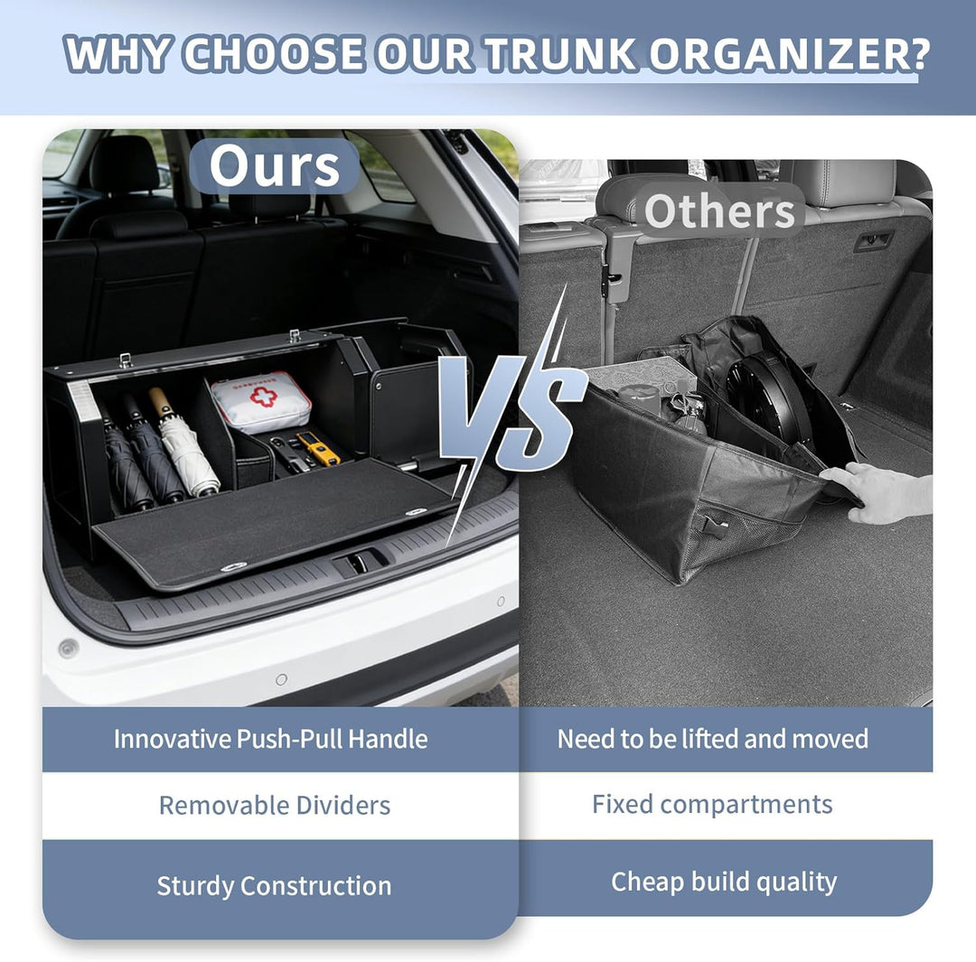 XCF Auto Kofferraum Organizer mit Deckel – Modulares 2-in-1 Aufbewahrungsbox Gross XXL | Stabiler Zu