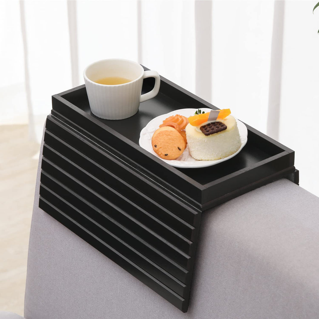 GEHE Natural Bamboo Sofa Arm Tray, Sofa Tray Table for Couch, Sofa Armrest Tray Table Anti-Slip Sofa