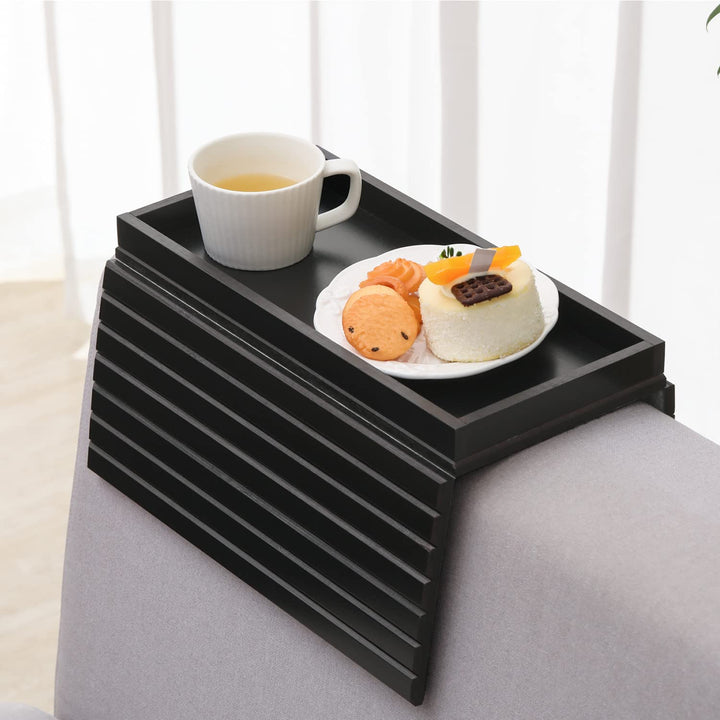 GEHE Natural Bamboo Sofa Arm Tray, Sofa Tray Table for Couch, Sofa Armrest Tray Table Anti-Slip Sofa
