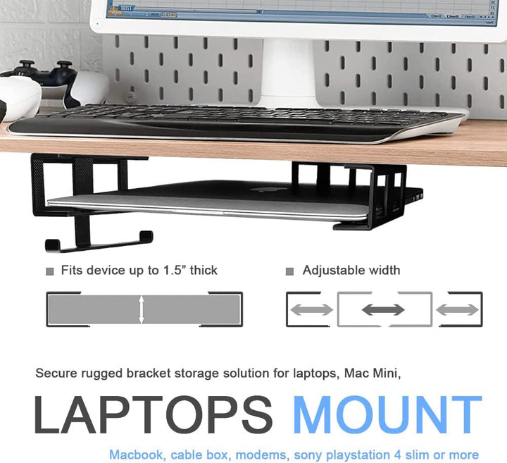 Aluminium Untertisch Halterung Regal Halter Ständer für Laptop, Mac mini, MacBook Air/Pro mit Klebst
