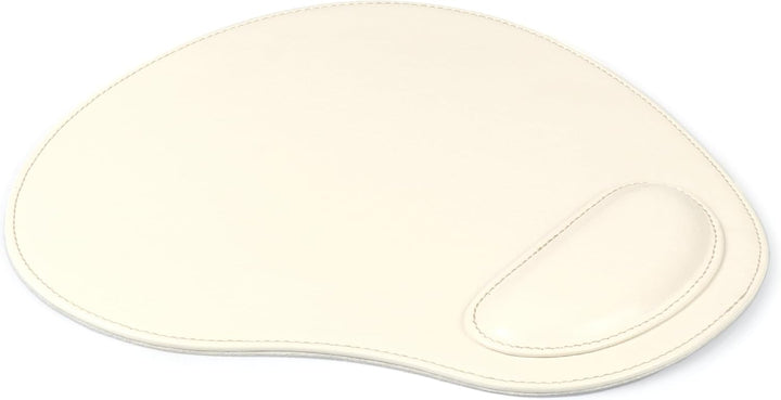 Londo Leder Oval Mouspad mit Handgelenkauflage - Rutschfesten Unterseite, Glatte Oberfläch Weiss, We