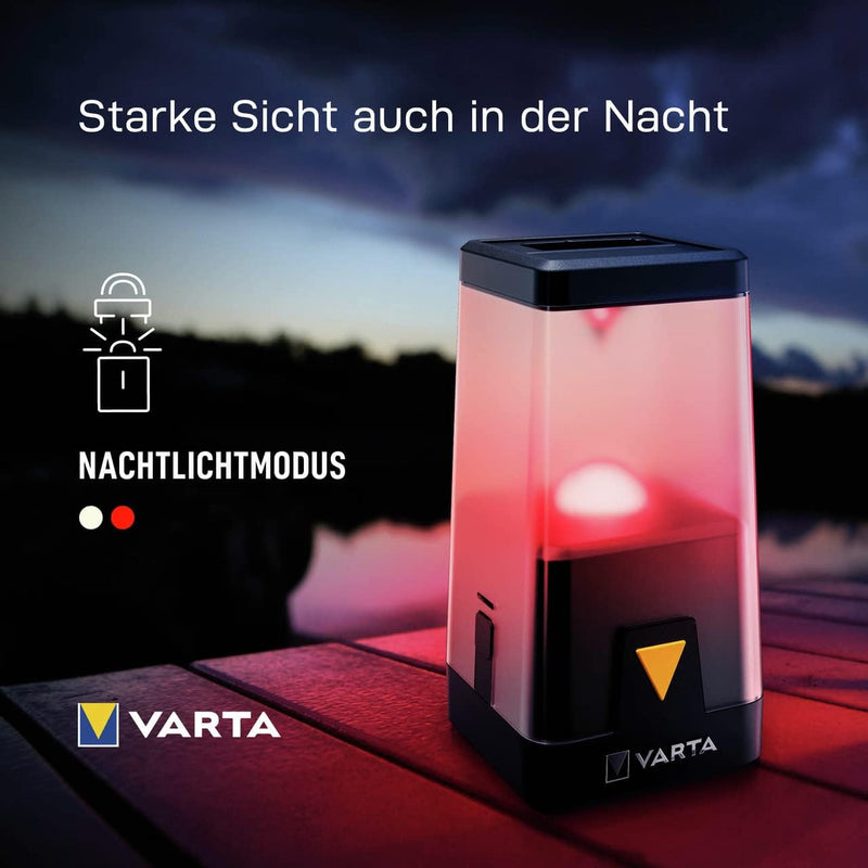 VARTA Campinglampe LED wiederaufladbar & batteriebetrieben, Outdoor Ambiance L30RH Camping Laterne,