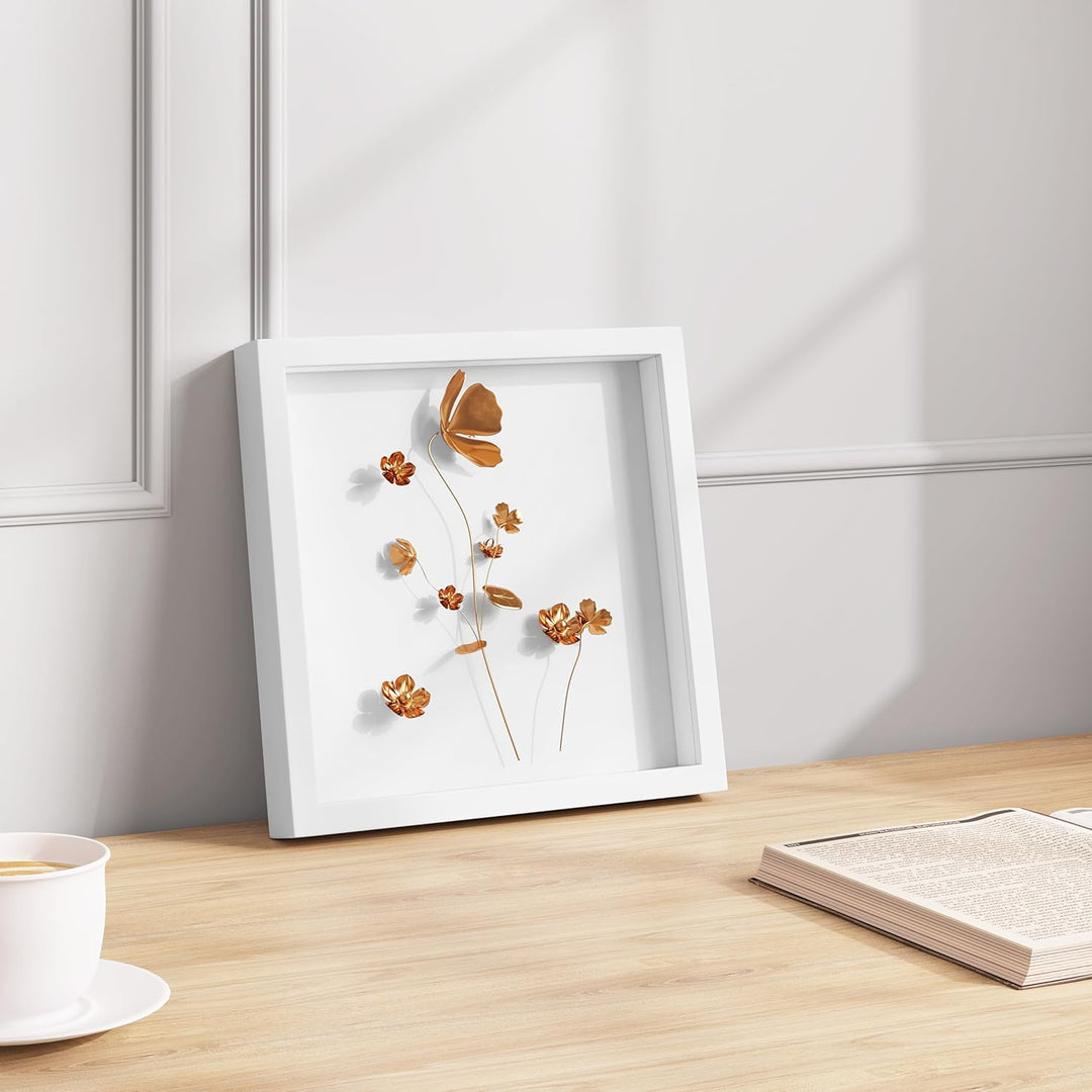 EUGAD 3D Bilderrahmen zum Befüllen, Objektrahmen 30x30 cm, tiefer Rahmen für Objekte bis 3 cm, Holzr