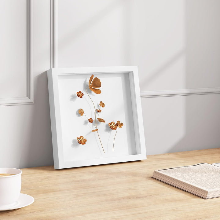 EUGAD 3D Bilderrahmen zum Befüllen, Objektrahmen 30x30 cm, tiefer Rahmen für Objekte bis 3 cm, Holzr