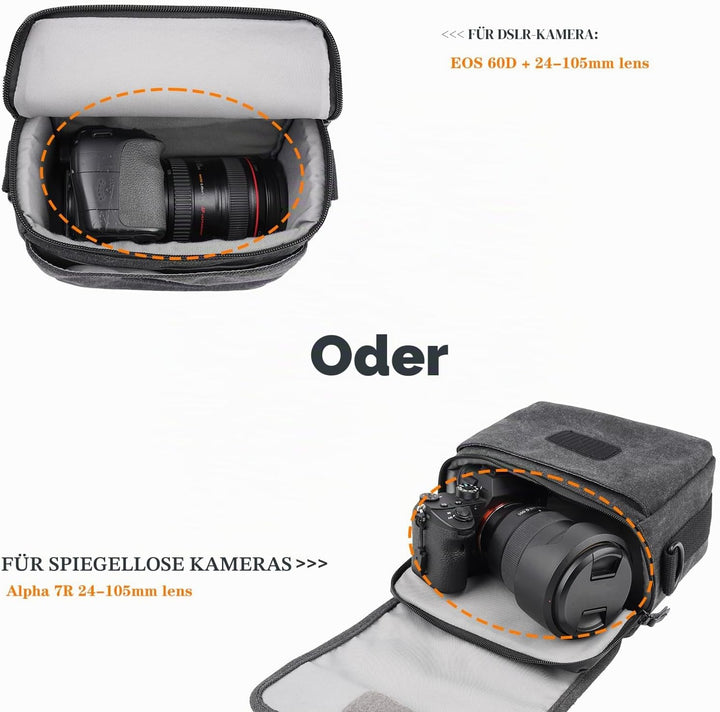 Besnfoto Kameratasche, Geldbörse, kleine Kuriertasche, Schultertasche für spiegellose DSLR-Kamera, w