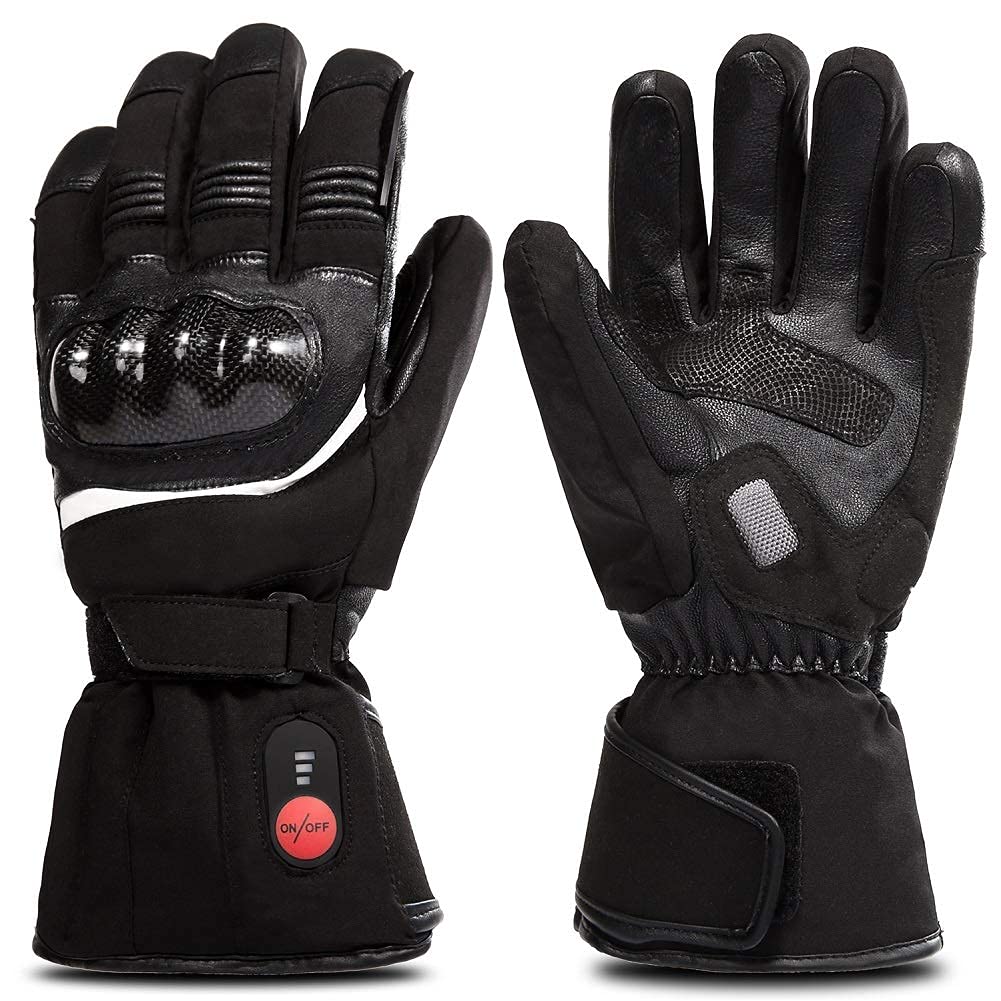SAVIOR HEAT Beheizte Handschuhe für Herren und Damen, Palm Lederhandschuhe für Winterski und Eislauf