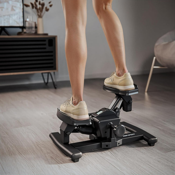 HOP Sport® Mini Stepper für Zuhause HS-060S, Swing & Twist Stepper, Hometrainer für Bein-, Arm- & Po