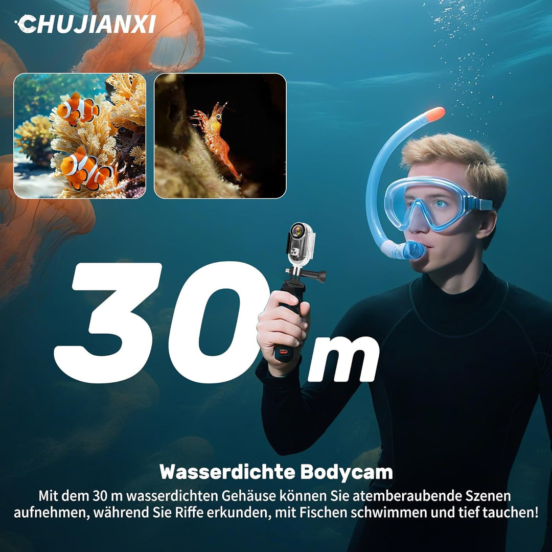 Multifunktions Mini Action Cam 1080P WiFi, Wasserdicht Bodycam Körperkamera Mini, Magnetisch Mini Ka