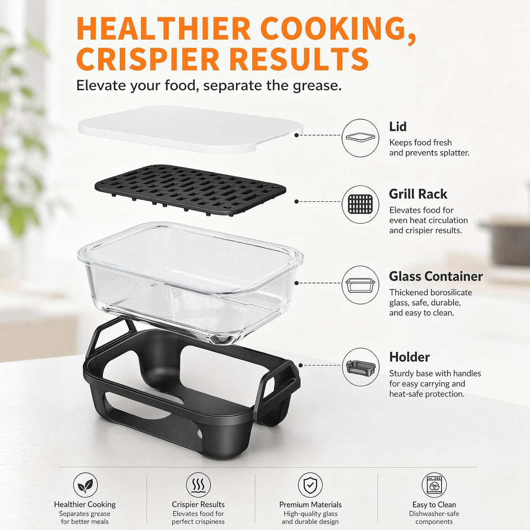 Glas Auflaufform für Ninja AF400EU AF500EU, Airfryer Zubehör mit Deckel