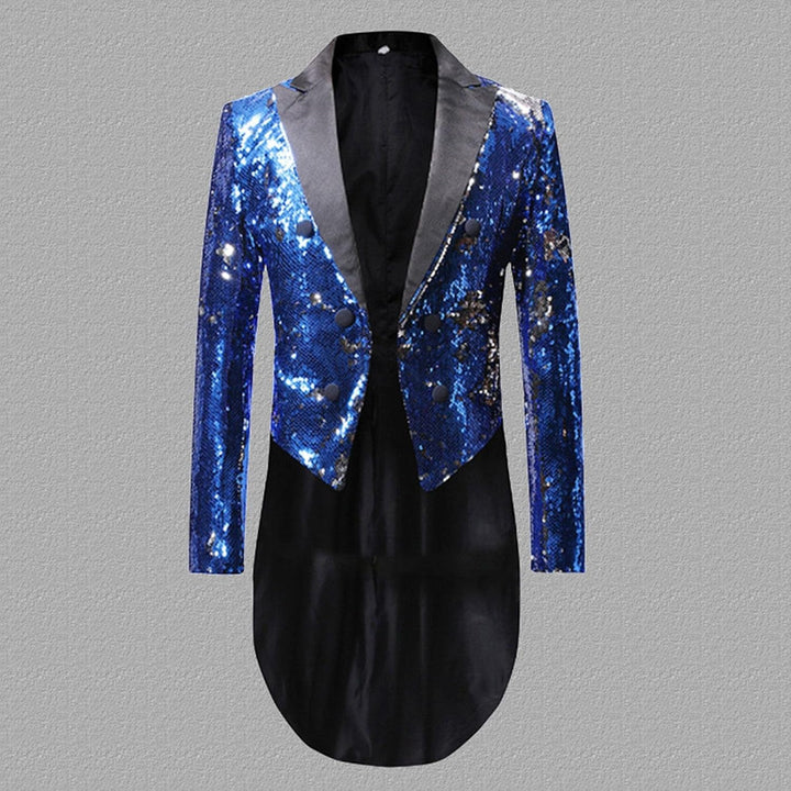 Herren Glitzer Frack Jacke Pailletten Sakko Smoking Mantel Blazer Freizeit 70er Disco Kostüm Anzugja