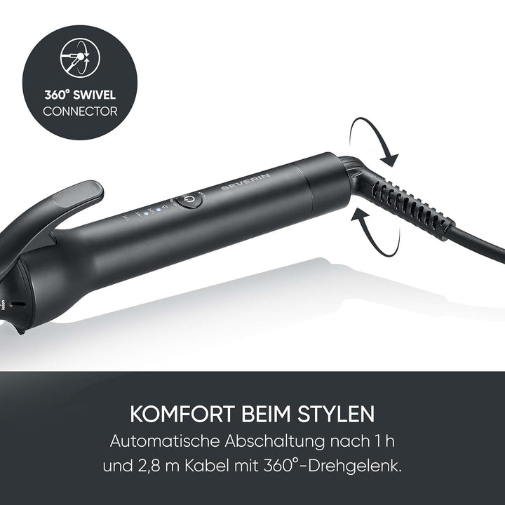 Severin Lockenstab, 25mm, Keramikbeschichtung, drei Temperaturstufen (160°C, 190°C, 210°C), feines b