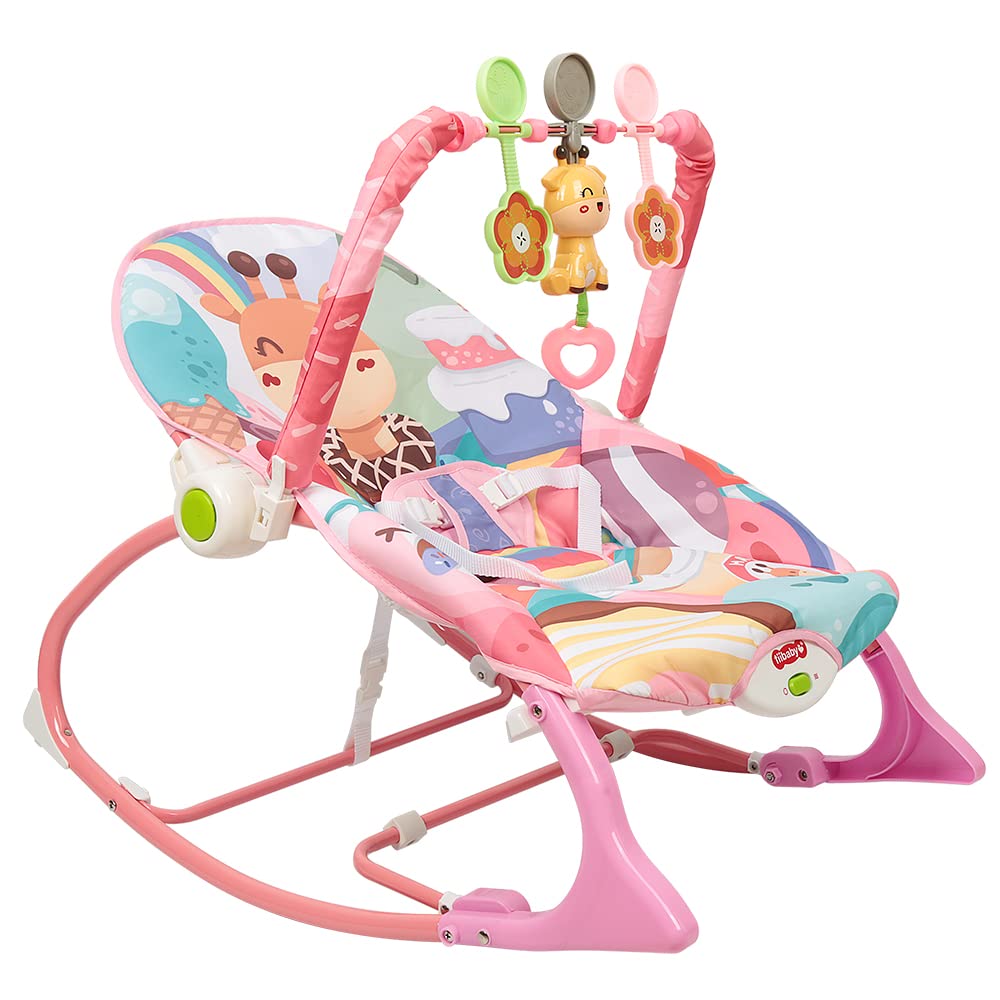Baby Wippe mit Beruhigenden Vibrationen, Babyschaukel Elektrisch mit Liegefunktion, 3-Punkte-Gurt Si