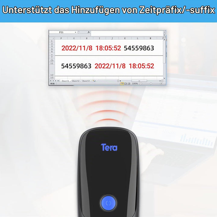 Tera Pro Series 2D QR 3-in-1 Portable Mini Barcode Scanner Bluetooth &amp; USB Cable &amp; 2.4G Wireless wit