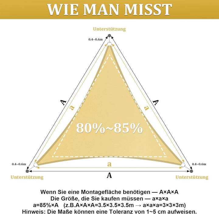 Shade&Beyond Sonnensegel Wasserdicht Rechteckig 3x3x3 m Wetterschutz Sonnenschutz Sunsegel PES-Polye
