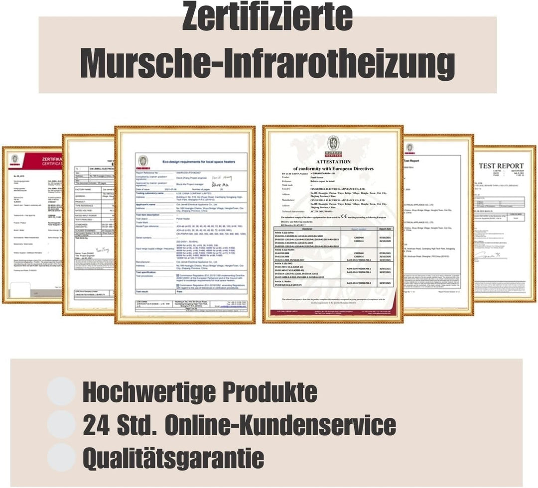 Mursche Infrarot Wandheizung Infrarotheizung 450W - Thermostat Heizung Elektrisch Infrarotheizung St