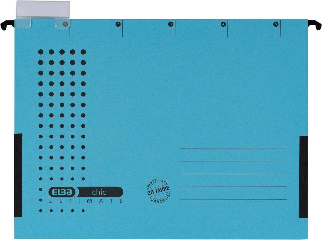 ELBA Hängetasche chic für A4, aus Karton, mit Leinenfröschen, blau, 25er Pack Hängetaschen blau 25 S