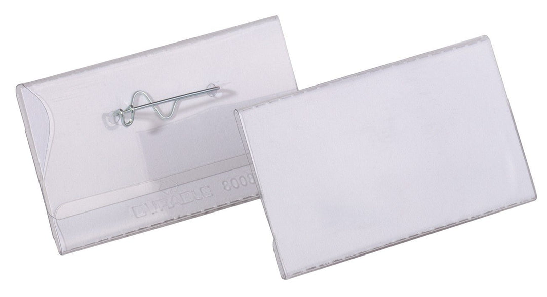Durable Namensschild mit Nadel, 40 x 75mm, transparent, Packung à 100 Stück, 800819 40 x 75 mm Welle