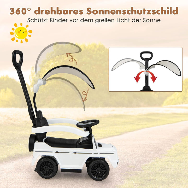 DREAMADE 3-in-1 lizenzierter Mercedes-Benz Rutschauto, Schiebewagen mit Schiebegriff, verstellbarem