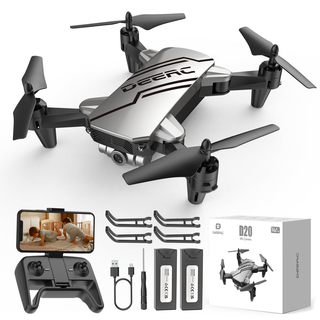 DEERC D20 Drohne mit Kamera HD 720P für Kinder,Faltbar RC Mini Quadcopter mit FPV WiFi Live Übertrag