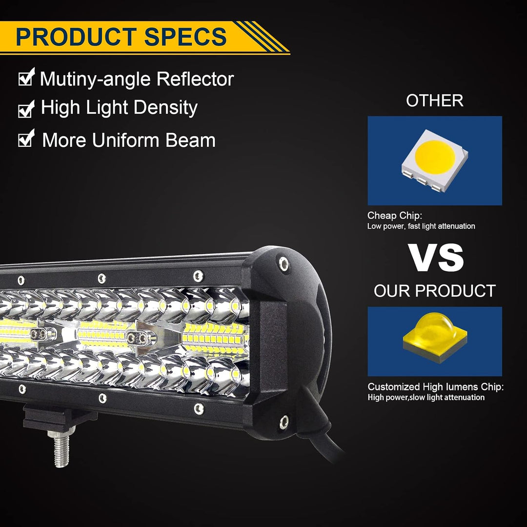 AUXTINGS 38 cm 300W LED Arbeitslicht Leiste Lichtstange LED Zusatzscheinwerfer Dreifache Licht Off R