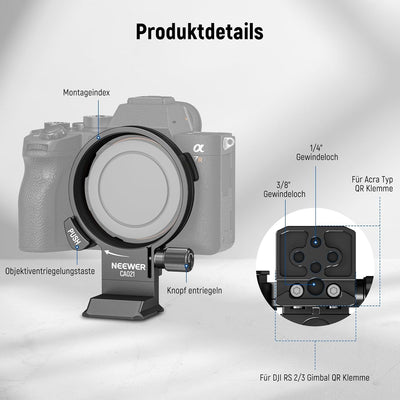 NEEWER Rotatable Collar Mount Plate für Alpha 7R IV 7R V 7 IV 7S III, Lens Stativschelle, Kamera Obj